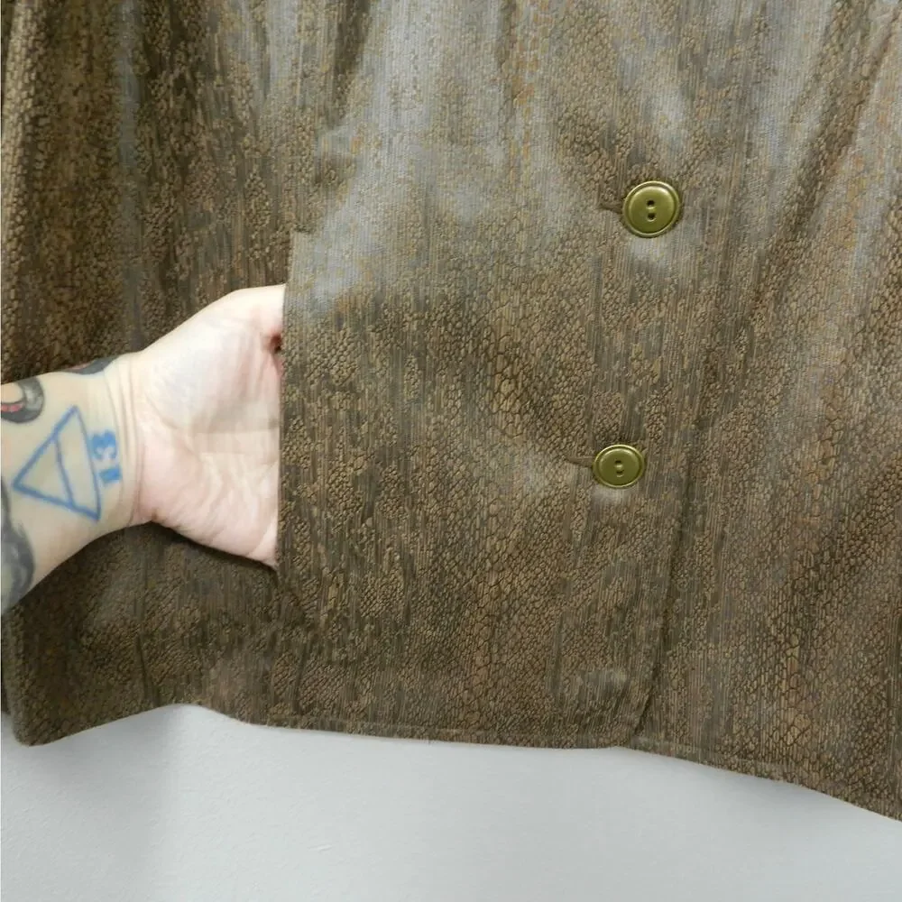 Vintage Alfred Dunner Blazer Jacket Sz 18 Faux‎ Snake Brown Textured Y2K Siren